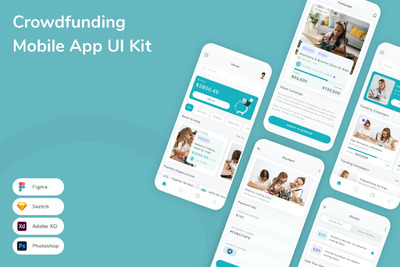 众筹移动应用APP UI KIT (SKETCH,FIG,XD,PSD)