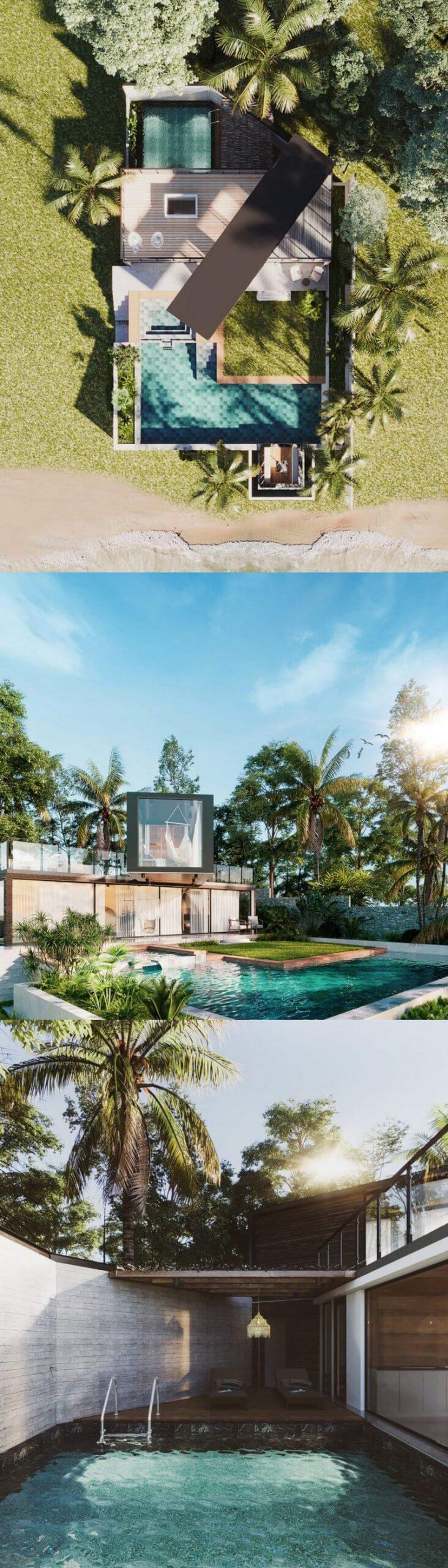 带室外泳池的海边别墅3D模型（MAX）