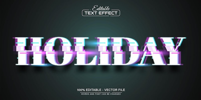 “假日”故障样式可编辑文本效果[eps]