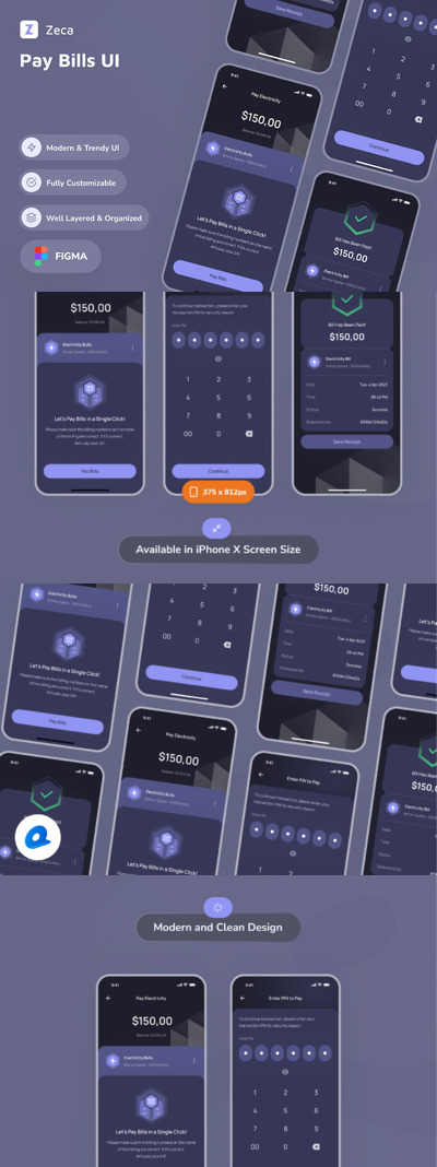 支付账单应用APP UI KIT (FIG)
