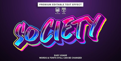 彩虹涂鸦风格矢量文本效果[eps]