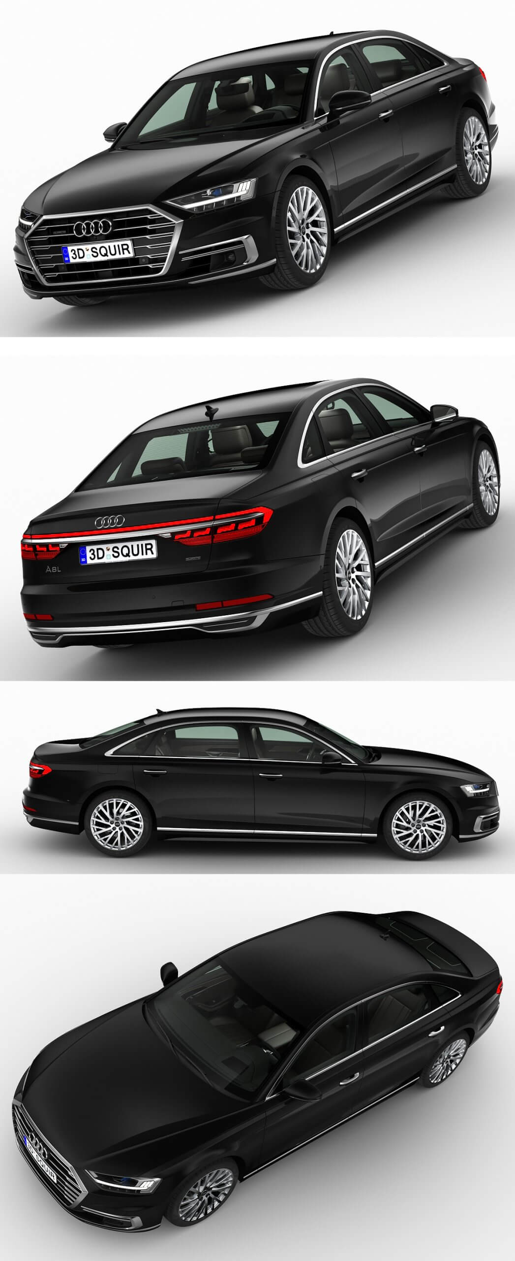 2018奥迪Audi A8L汽车3D模型（OBJ,FBX,MAX）