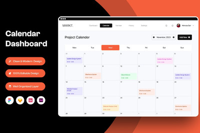 日历面板网页UI模版 (FIG,SKETCH,XD)