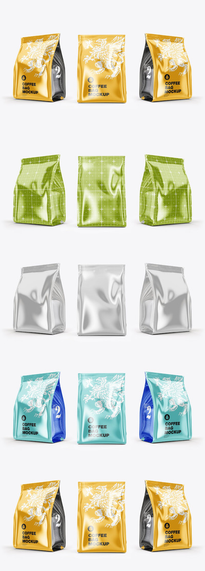 光泽塑料咖啡袋实物模型样机 (PSD)