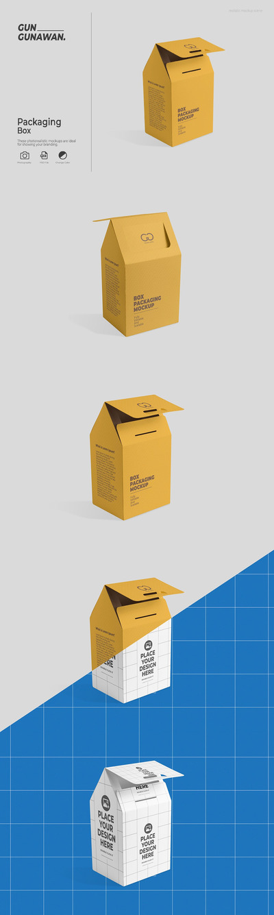 食品外卖箱式包装实物模型样机 (PSD)