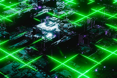 带激光灯的电子电路科技背景 (JPG)