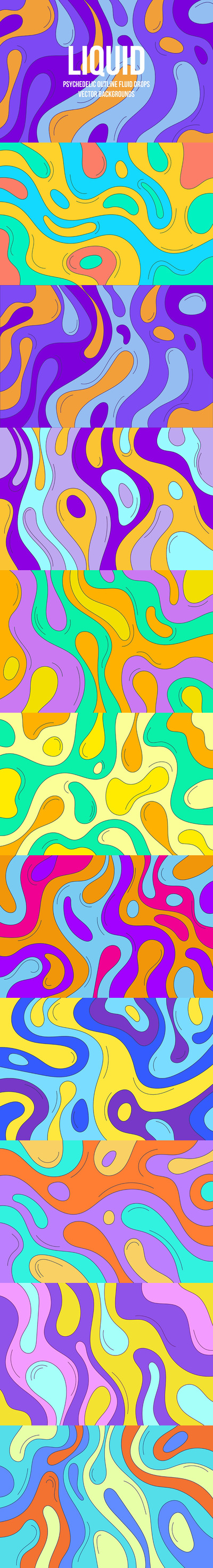 迷幻概述液体抽象矢量背景 (AI,EPS,JPG,PNG)