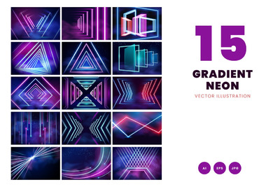 渐变赛博朋克霓虹灯背景 (AI,EPS,JPG)