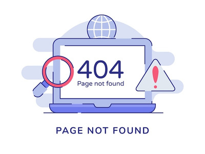 笔记本电脑警告404错误未找到页面插画[eps]