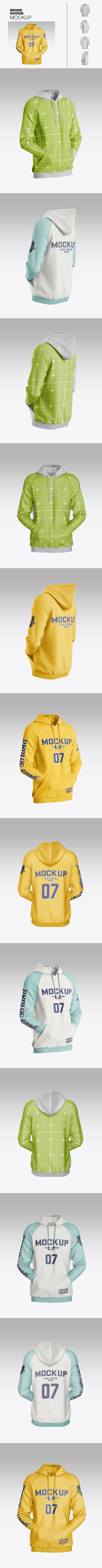 套装运动衫连帽衫，口袋里有手实物模型样机下载 (PSD)