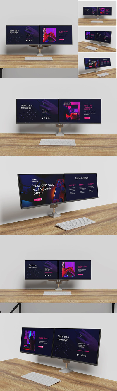 双显示器台式计算机实物模型样机下载 (PSD)