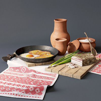 包含煎蛋和肉的传统白俄罗斯晚餐3D模型（FBX,MAX）