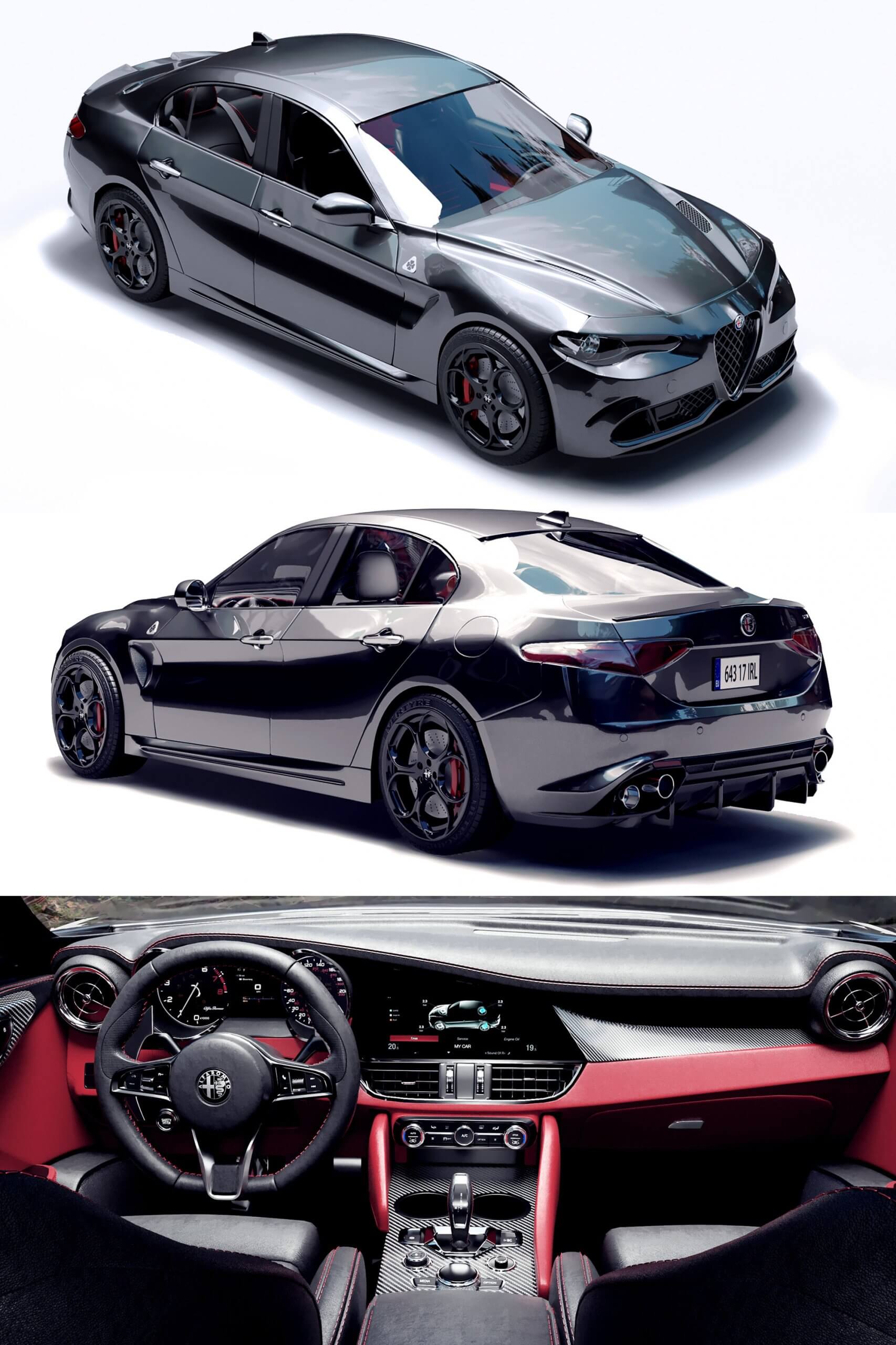 阿尔法·罗密欧Alfa Romeo Giulia汽车3D模型（OBJ,FBX,MAX）