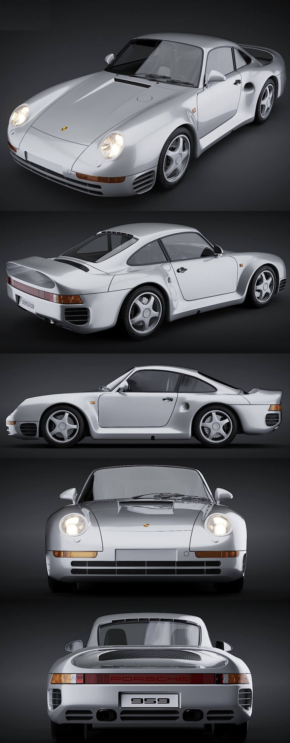 保时捷Porsche 959跑车3D模型（OBJ,FBX,MAX）