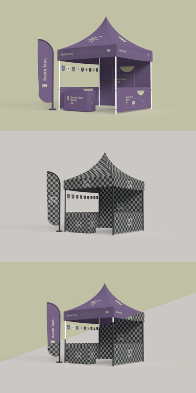 展位帐篷品牌广告展示样机 (PSD)