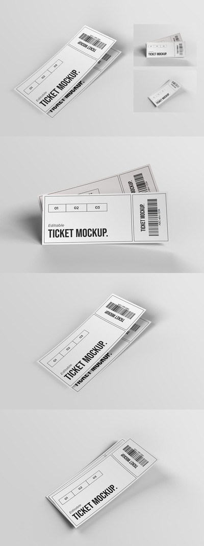 活动门票通行证设计展示样机 (PSD)