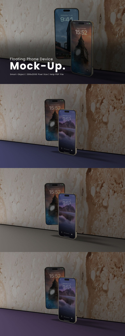 浮动苹果iPhone 14手机设备样机 (PSD)