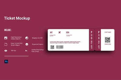 门票机票设计样机 (PSD,JPG)