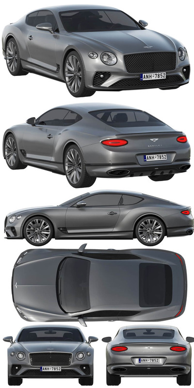 宾利Bentley Continental GT Speed豪华跑车3D模型（OBJ,FBX,MAX）