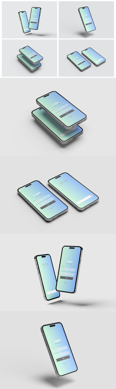 iphone 14 Pro手机屏幕UI展示样机 (PDF,PSD)