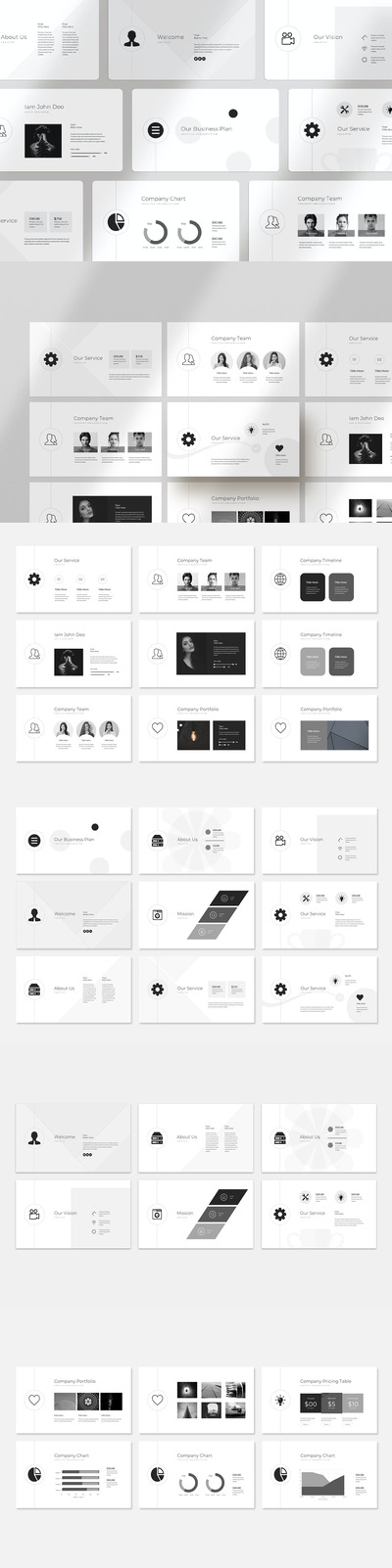黑白数据展示PPT模版 (PPTX)
