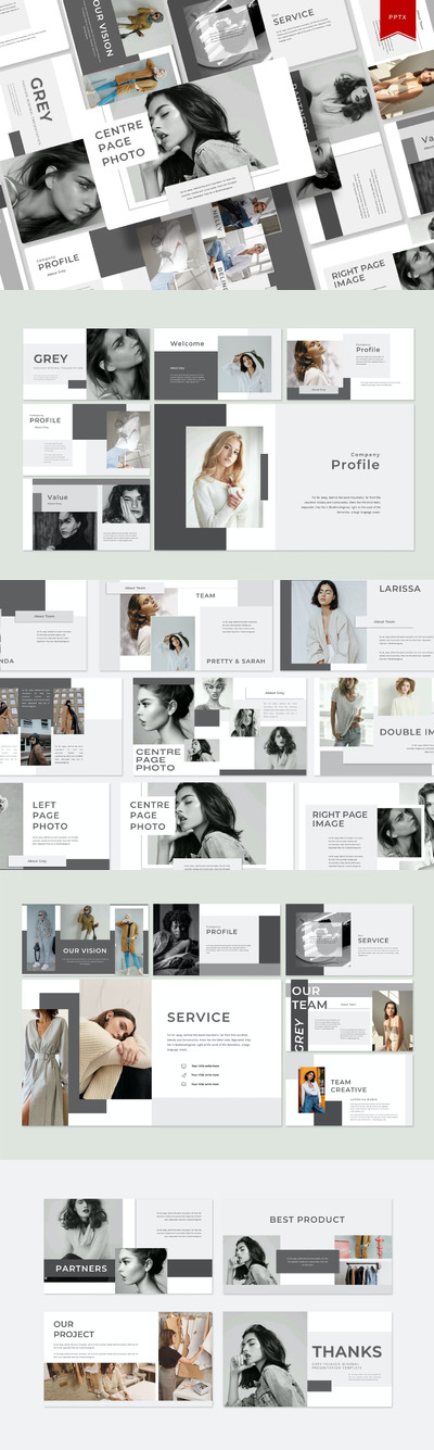 灰色时尚简约内容介绍PPT模版 (PPT,PPTX)