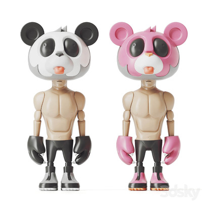 打拳击的熊 塑料玩偶3D模型（FBX,MAX）