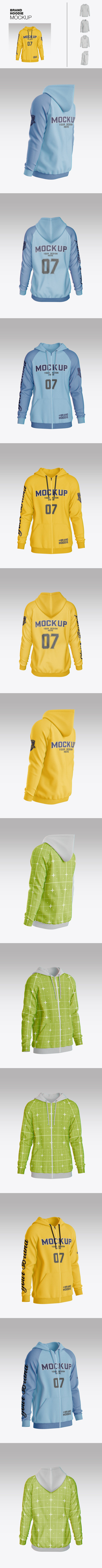 套装运动衫连帽衫搭配拉链模型样机 (PSD)