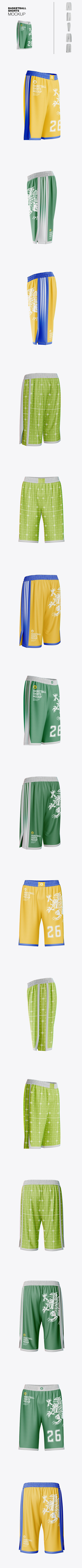 男子篮球短裤实物样机 (PSD)