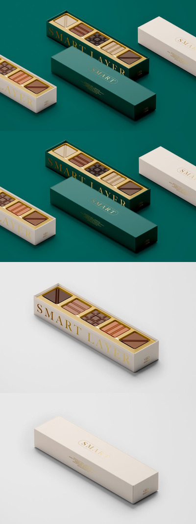 高端巧克力盒礼品包装样机 (PSD)