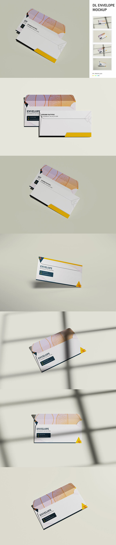 信封设计展示样机 (PDF,PSD)