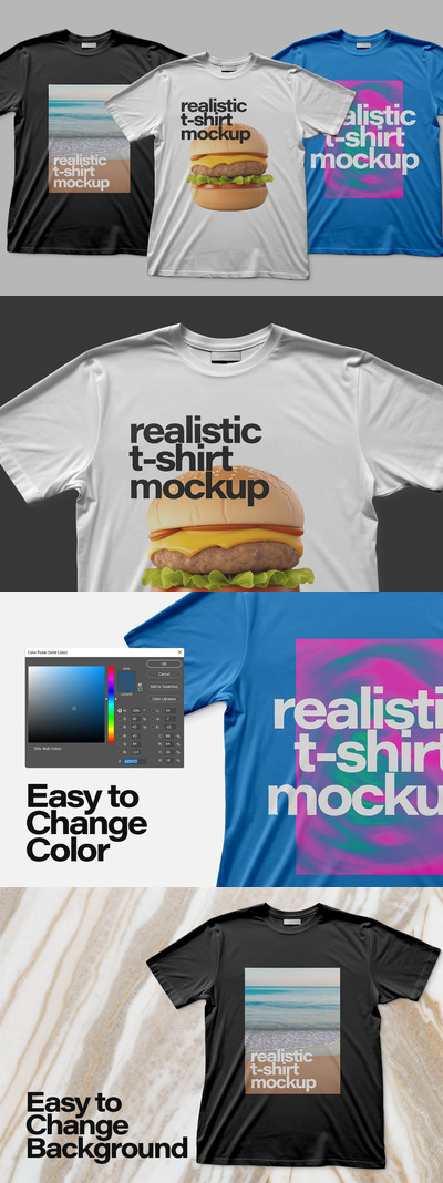 T恤印花图案设计展示样机 (PSD)