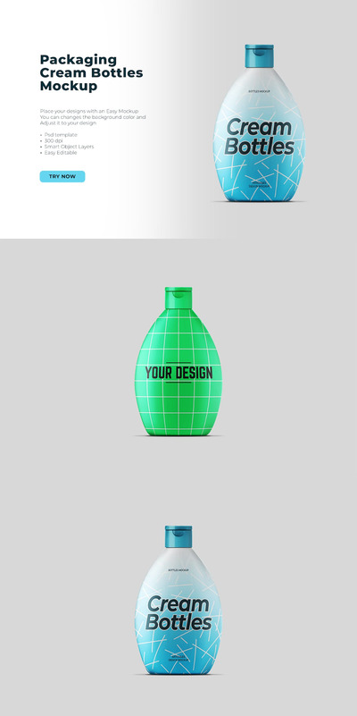 护肤化妆品瓶包装设计样机 (PSD,PNG,PDF)