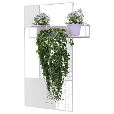 金属墙板上的绿植盆景3D模型（OBJ,FBX,MAX）