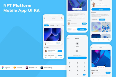 NFT平台移动应用App UI Kit (SKETCH,FIG,XD,PSD)