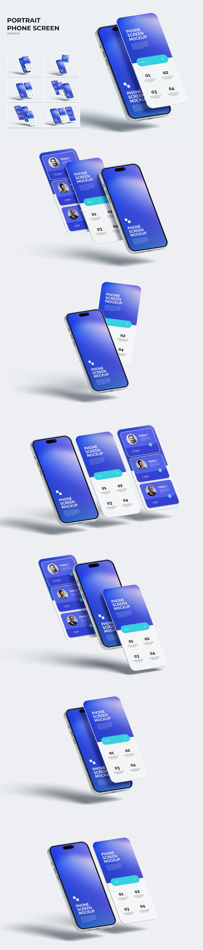🔴时尚高端带有应用程序APP的手机UI样机展示模型mockups