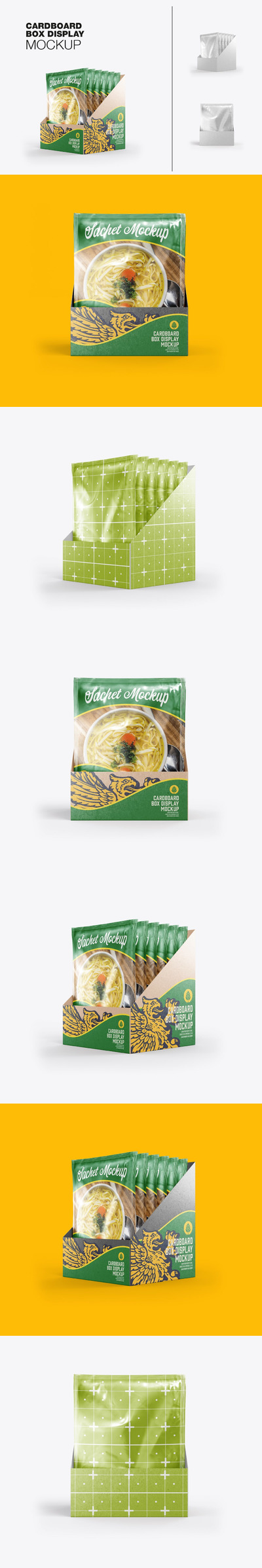 展示盒实物模型中的金属袋包装样机下载 (PSD)