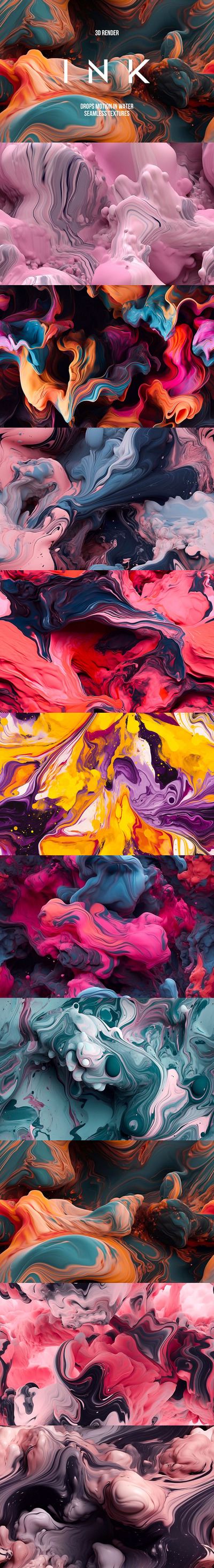 🔴时尚高端绚丽的3D立体墨水背景底纹纹理大集合