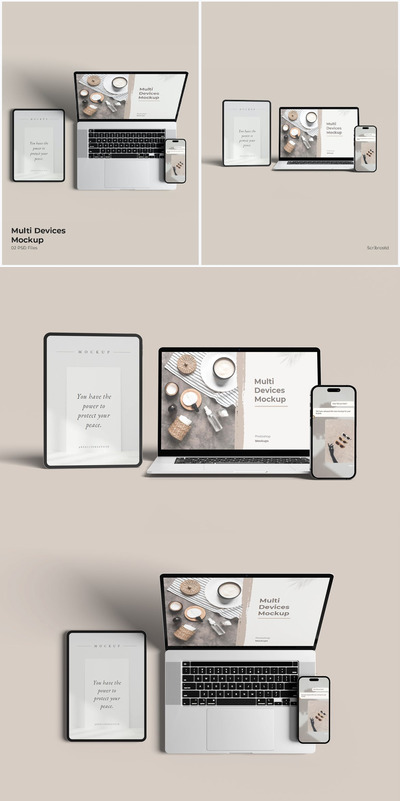多设备响应式设备样机 (PSD,PDF)