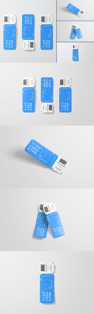 门票设计展示样机 (PSD,PDF)