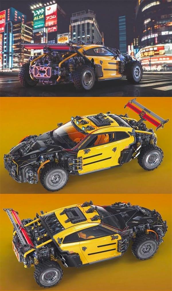 拥有精细结构的游戏风格赛车3D模型下载（fbx,max,obj）