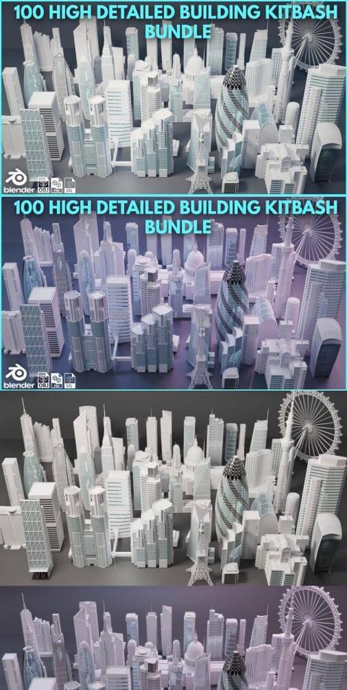 100多个真实世界的高细节摩天大楼3D建筑模型下载（fbx,Blend,obj）