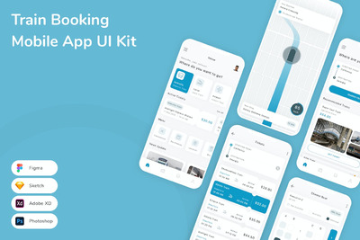 高铁火车预订手机应用APP UI KIT (SKETCH,FIG,XD,PSD)