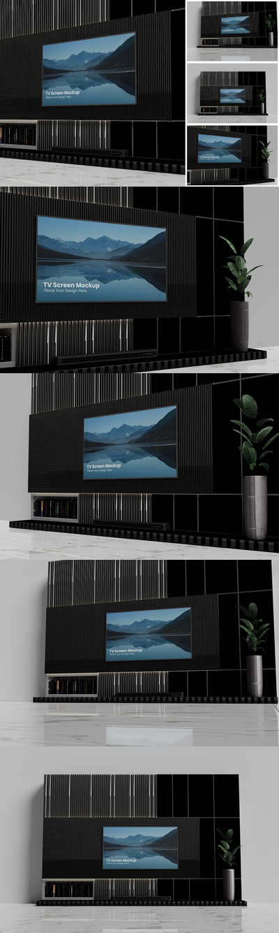 客厅墙体电视TV屏幕样机 (PSD)