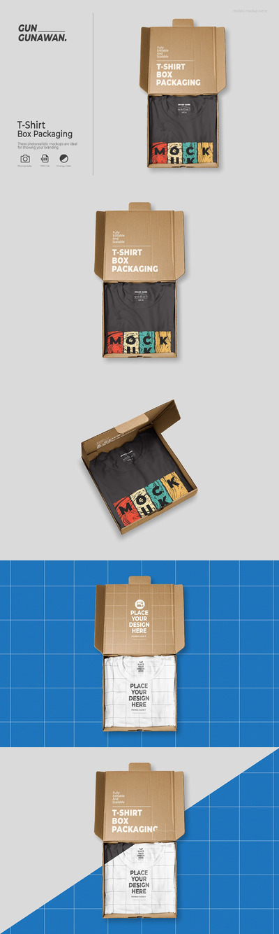 折叠T恤盒包装设计样机 (PSD)