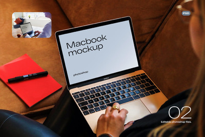 笔记本电脑屏幕设计显示样机 (PSD)
