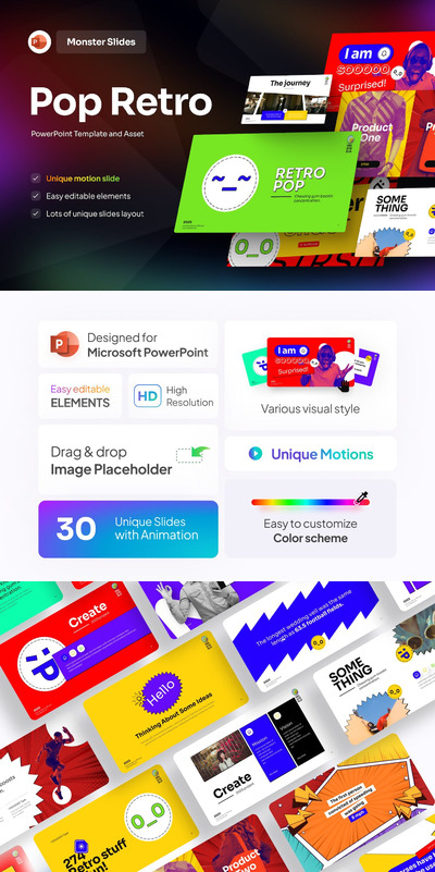 🔴时尚高端复古漫画风格PowerPoint幻灯片演示模板（pptx）