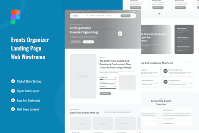 活动组织者登录页网站线框网页模版 (FIG,PNG,JPG)