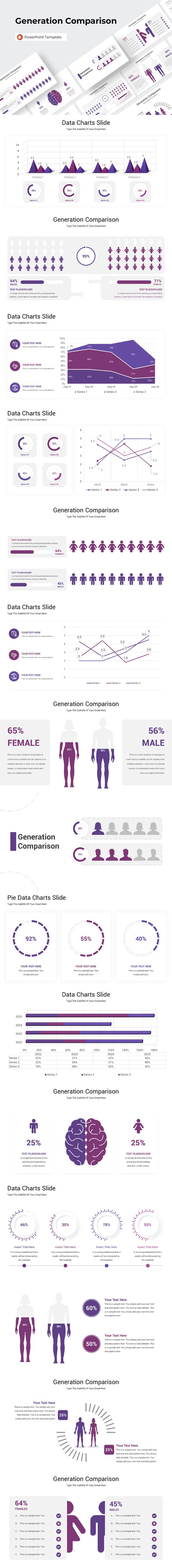 数据生成比较图表ppt模板 (PPTX)
