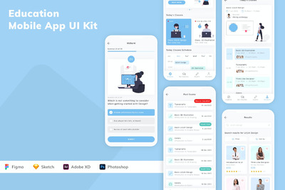 教育手机应用APP UI KIT (SKETCH,FIG,XD,PSD)